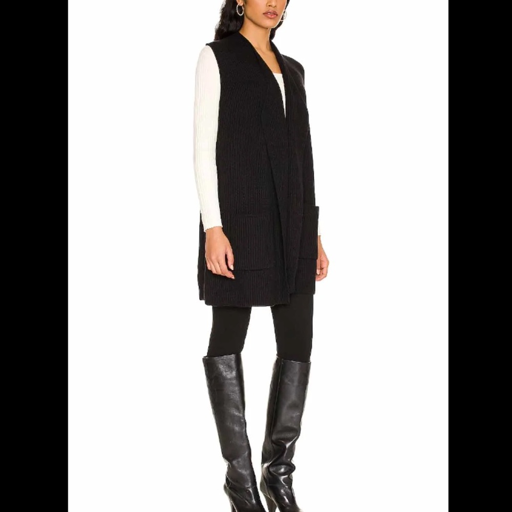 Splendid Cotton blend sleeveless cardigan, Black, Small - Picture 3 of 11